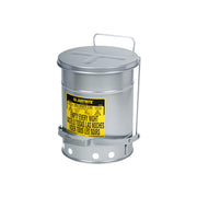 Justrite Oily Waste Can - 10 Gallon - Foot-Operated Self-Closing Soundgard Cover - Silver - 09304