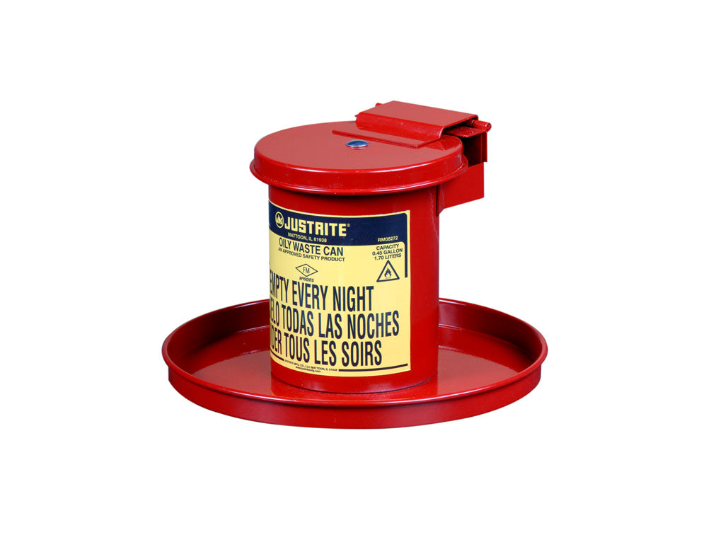 Justrite Benchtop Solvent Safety Can - .45 Gal. - Self-Closing Lid - Red - 09400