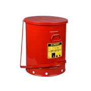 Justrite Oily Waste Can - 21 Gallon - Foot-Operated Self-Closing Soundgard Cover - Red - 09708