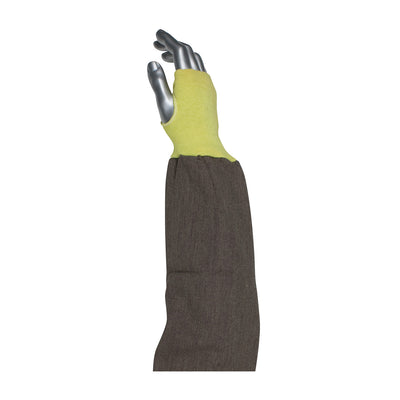 Kut Gard FR Viscose / DuPont Kevlar Blended Sleeve w/Blue/Gold Elastic End & Thumb Hole - Brown - 12/EA - 10-K46