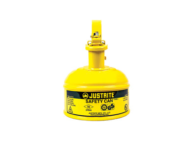 Justrite Type I Safety Can W/Trigger-Handle For Flammables - S/S Flame Arrester - 1 Pint - S/C Lid - Steel - Yellow - 10011