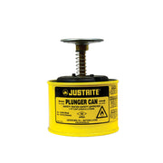 Justrite Plunger Dispensing Can - 1 Pint - Perforated Pan Screen Serves As Flame Arrester - Steel - Yellow - 10018