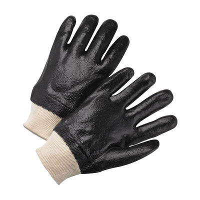 PIP PVC Dipped Glove w/Interlock Liner & Semi-Rough Finish - Knit Wrist - Black - 1/DZ - 330-WC1007R