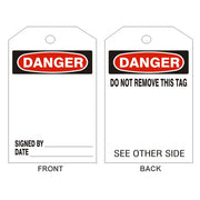 DANGER BLANK TAGS - BACK 1 - DANGER BLANK TAGS - BACK 1, 6.125X3, Rigid Vinyl