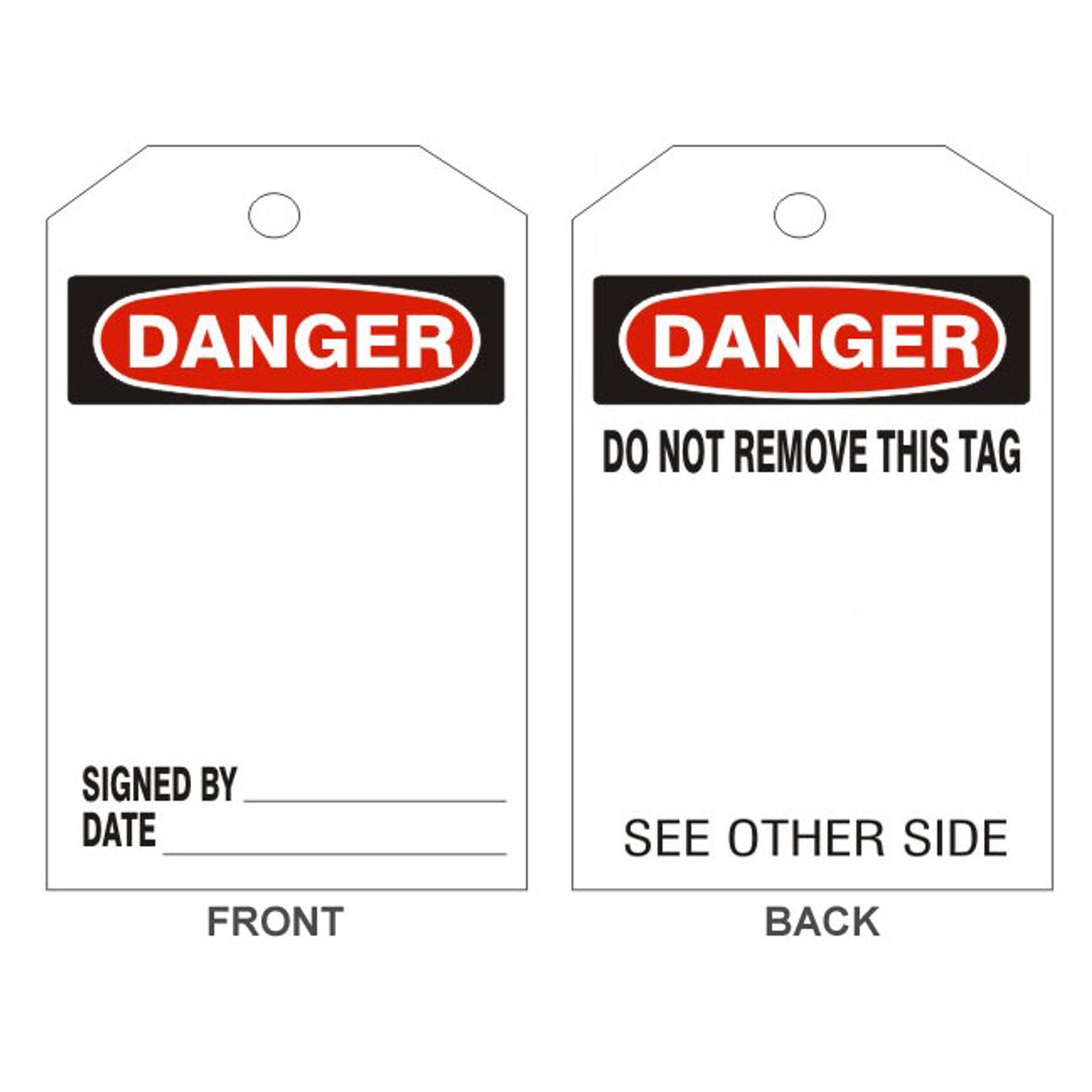 DANGER BLANK TAGS - BACK 1 - DANGER BLANK TAGS - BACK 1, 6.125X3, Rigid Vinyl