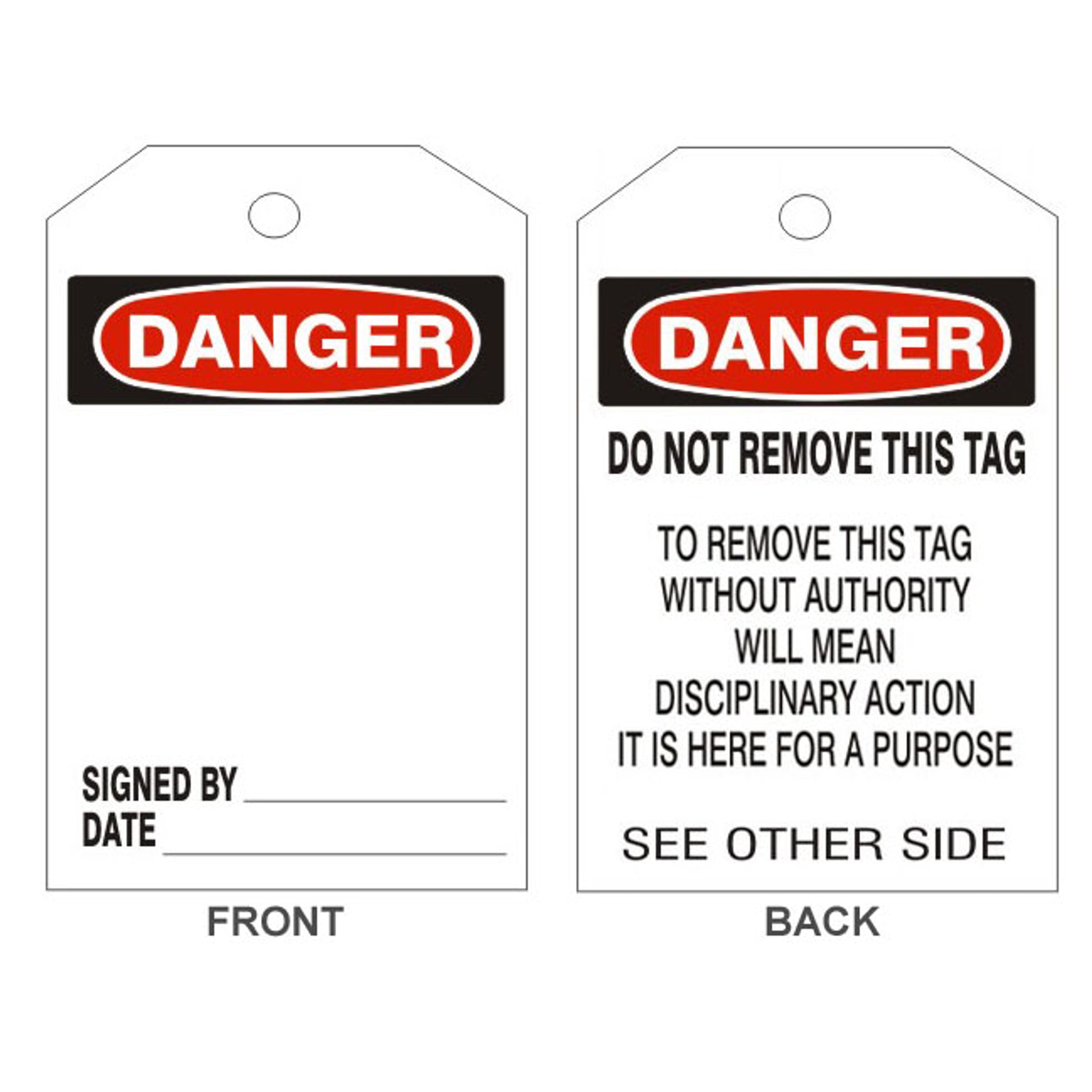 DANGER BLANK TAGS - BACK 2 - DANGER BLANK TAGS - BACK 2, 6.125X3, Rigid Vinyl