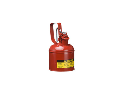 Justrite Type I Safety Can W/Trigger-Handle For Flammables - S/S Flame Arrester - 1 Quart - S/C Lid - Steel - Red - 10101