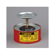 Justrite Plunger Dispensing Can - 1 Quart - Perforated Pan Screen Serves As Flame Arrester - Steel - Red - 10108