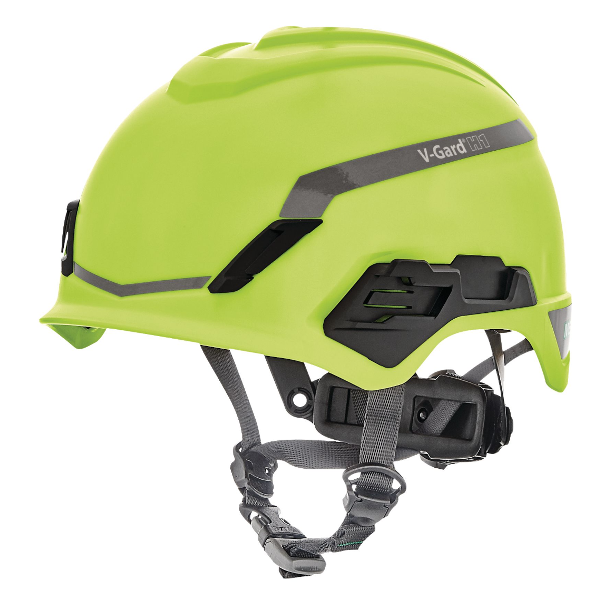 MSA V-Gard H1 Safety Helmet - No Vent - Hi-Viz Yellow/Green - Fas-Trac III Pivot Suspension - 10194796