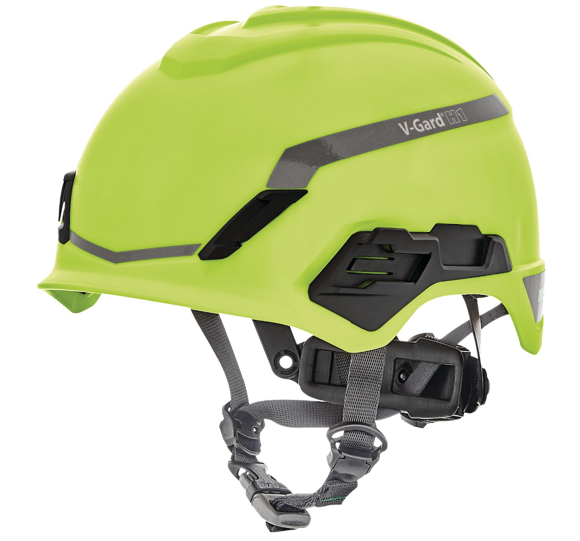 MSA V-Gard H1 Safety Helmet - No Vent - Hi-Viz Yellow/Green - Fas-Trac III Pivot Suspension - 10194796