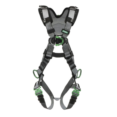 MSA V-FIT Harness w/Back, Front & Side D-Rings - Quick-Connect Leg Straps - Shoulder Padding - Standard - 10194864