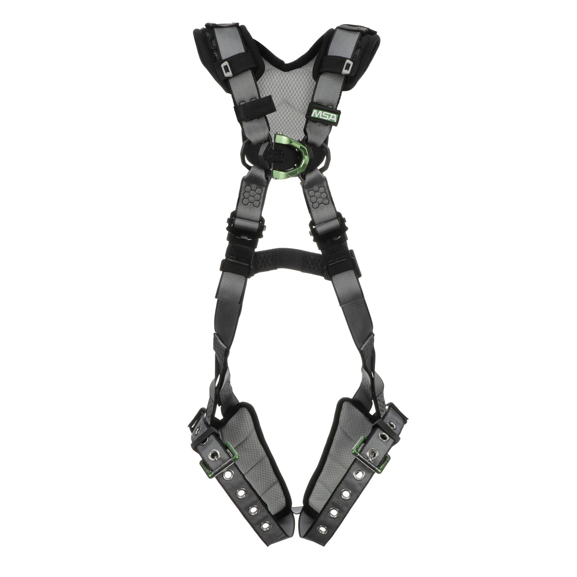 MSA V-FIT Harness w/Back & Front D-Rings - Tongue Buckle Leg Straps - Shoulder Padding - Super Extra Large - 10194895