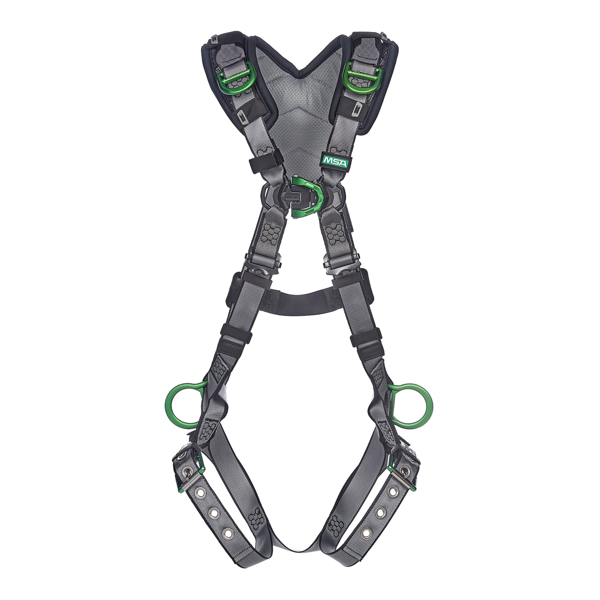 MSA V-FIT Harness w/Back, Front, Side & Shoulder D-Rings - Tongue Buckle Leg Straps - Shoulder Padding - Extra Small - 10194900
