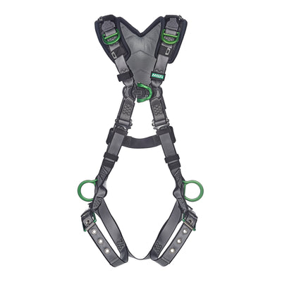 MSA V-FIT Harness w/Back, Front, Side & Shoulder D-Rings - Tongue Buckle Leg Straps - Shoulder Padding - Super Extra Large - 10194907
