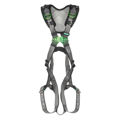 MSA V-FIT Harness w/Back & Shoulder D-Rings - Tongue Buckle Leg Straps - Shoulder Padding - Extra Small - 10194936