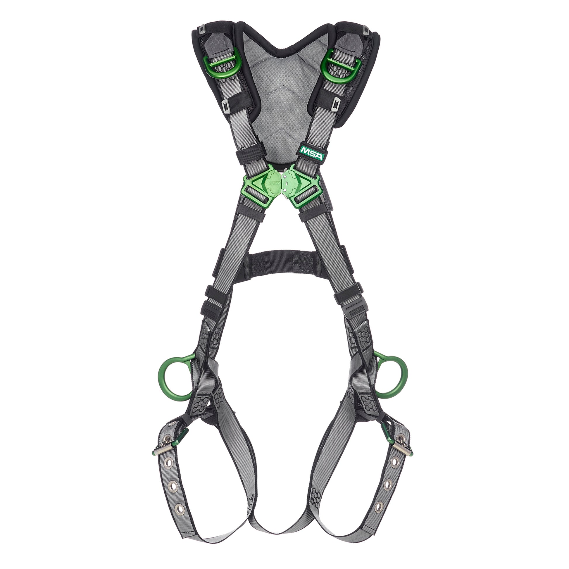 MSA V-FIT Harness w/Back, Side and Shoulder D-Rings - Tongue Buckle Leg Straps - Shoulder Padding - Super Extra Large - 10194943