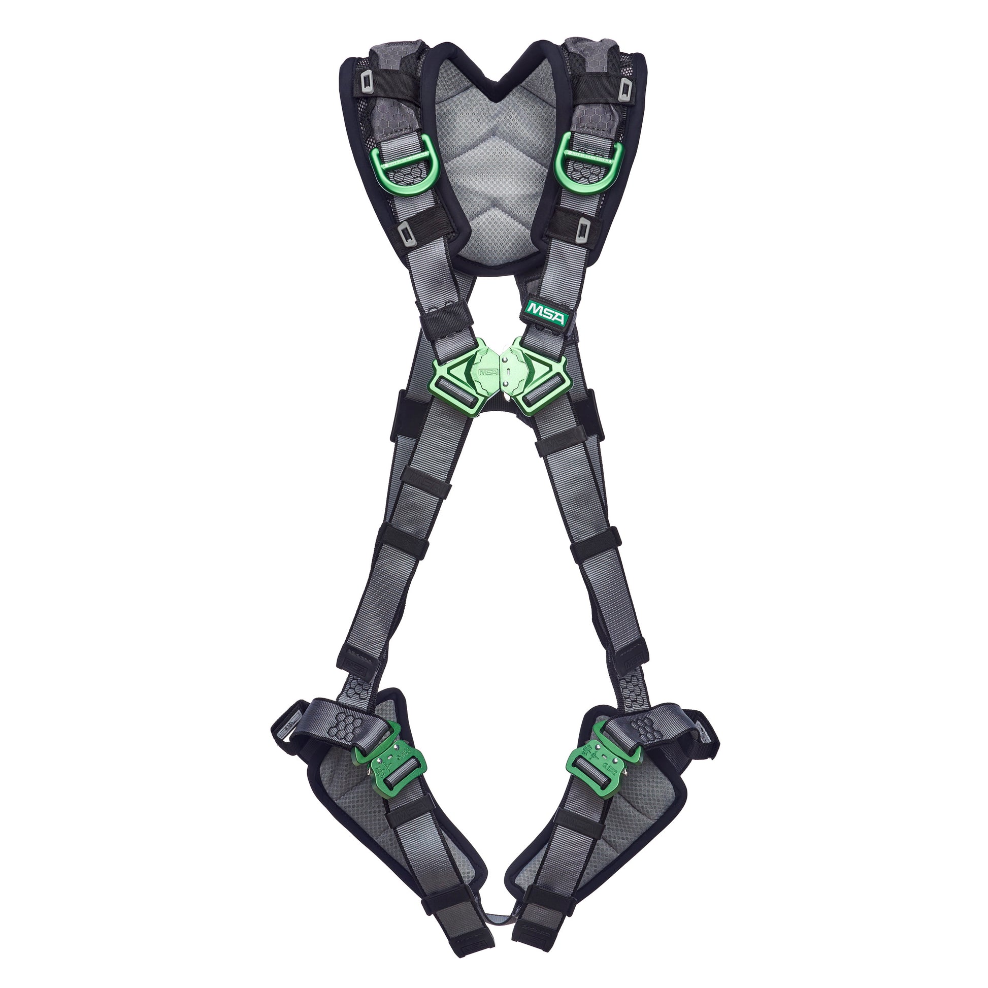 MSA V-FIT Harness w/Back & Shoulder D-Rings - Quick-Connect Leg Straps - Shoulder & Leg Padding - Extra Large - 10194970
