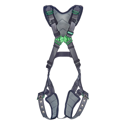 MSA V-FIT Harness w/Back & Shoulder D-Rings - Tongue Buckle Leg Straps - Shoulder & Leg Padding - Super Extra Large - 10195030