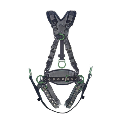 MSA V-FIT Derrick Harness w/Back, Front & Side D-Rings - Tongue Buckle Leg Straps - Shoulder Padding - Super Extra Large - 10195207
