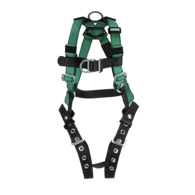 MSA V-FORM Harness w/Back, Front & Side D-Rings - Tongue Buckle Leg Straps - Super Extra Large - 10197209