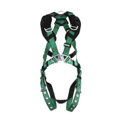 MSA V-FORM Harness w/Back & Shoulder D-Rings - Tongue Buckle Leg Straps - Extra Small - 10197218