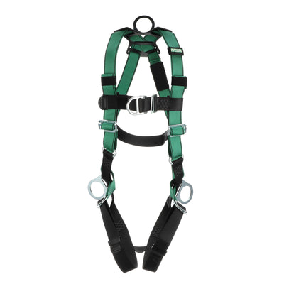 MSA V-FORM Harness w/Back, Front & Side D-Rings - Qwik-Fit Leg Straps - Super Extra Large - 10197438