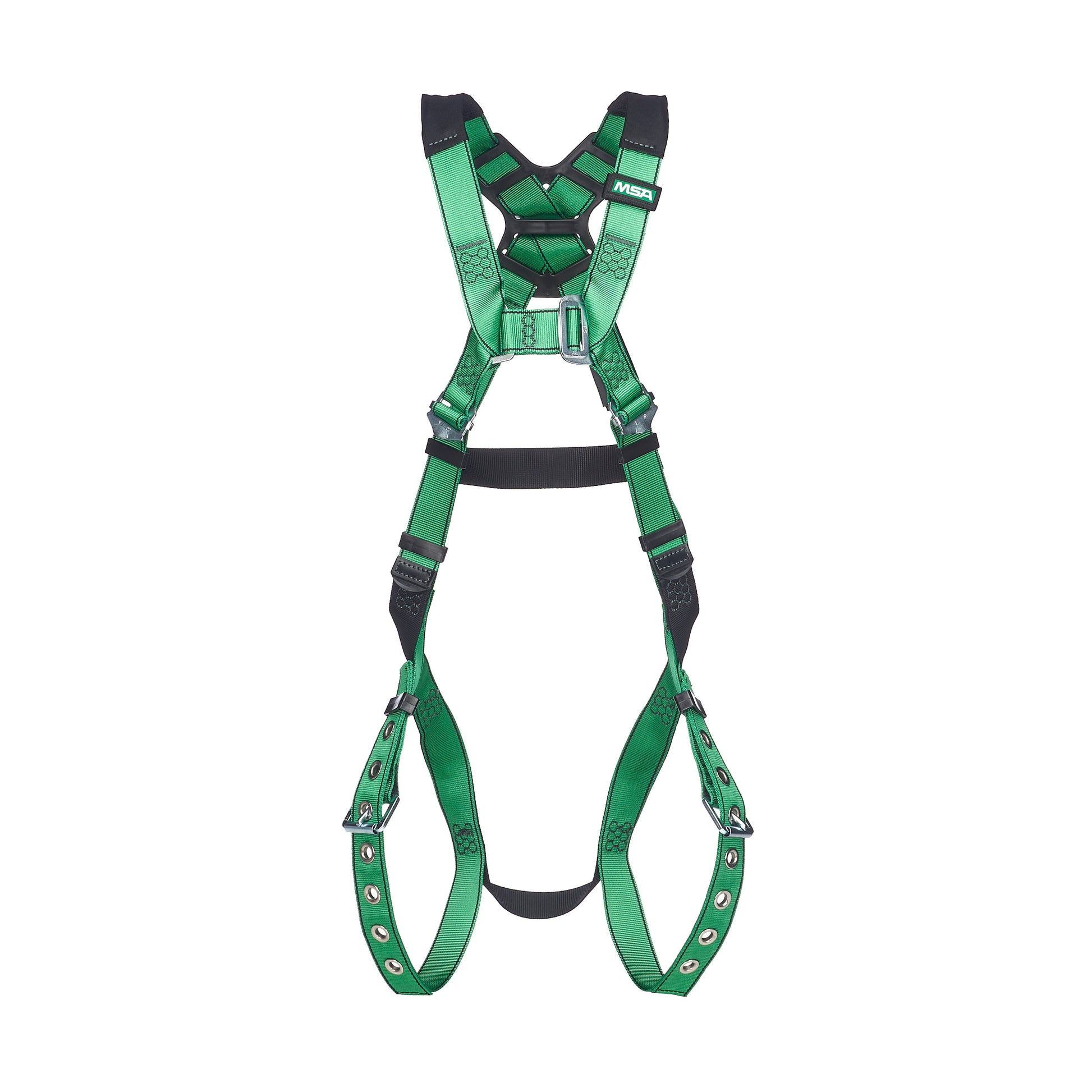 MSA V-FORM Harness w/Back D-Ring - Tongue Buckle Leg Straps Quick Connect Chest Buckle - Super Extra Large - 10206060