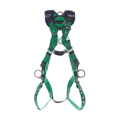 MSA V-FORM Harness w/Back, Front, Side & Shoulder D-Rings - Tongue Buckle Leg Straps Quick Connect Chest Buckle - Extra Small - 10206073