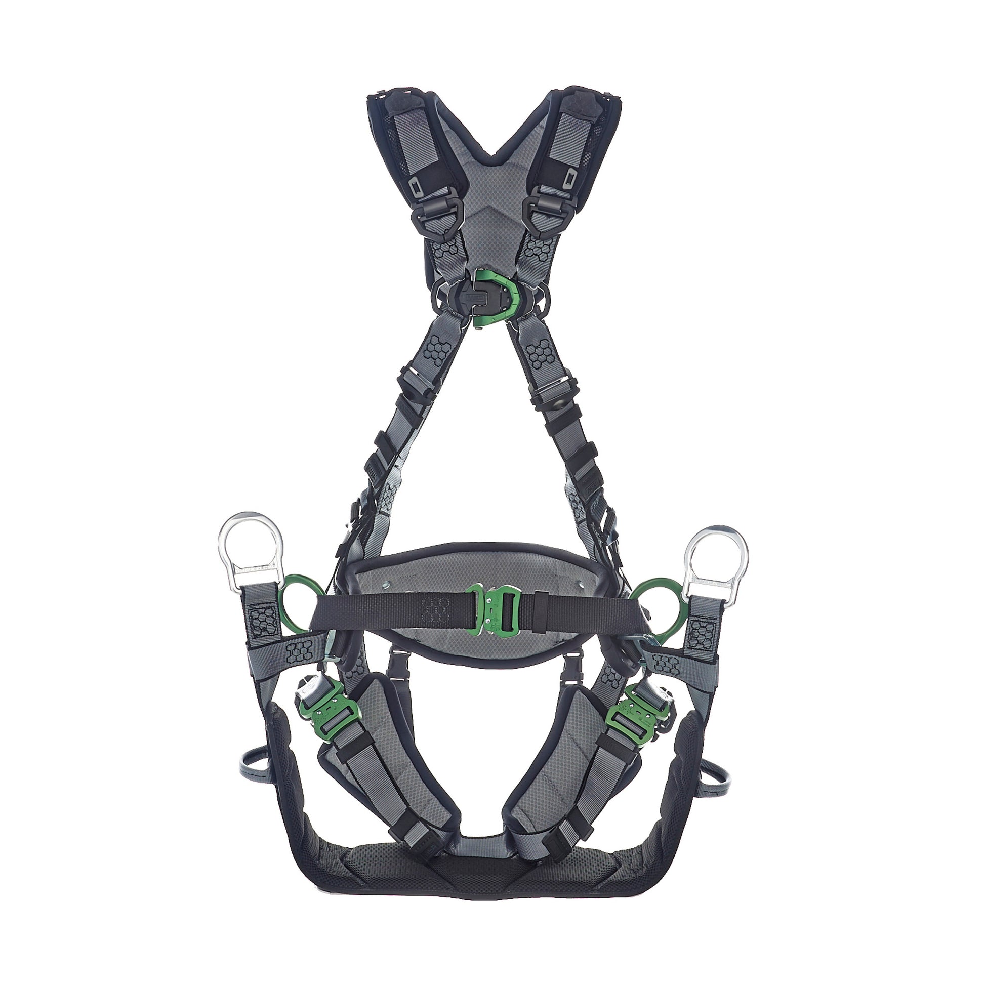 MSA V-FIT Tower Harness w/Back, Front & Side D-Rings - Quick-Connect Leg and Belt Straps - Shoulder & Leg Padding - Extra Large - 10218049