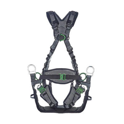 MSA V-FIT Tower Harness w/Back, Front & Side D-Rings - Quick-Connect Leg and Belt Straps - Shoulder & Leg Padding - Extra Large - 10218049