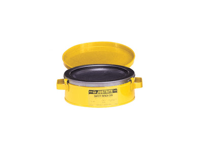 Justrite Bench Can To Clean Small Parts In Solvents - 2 Ltr - Plated Steel Dasher - Hinged Cover - Steel - Yellow - 10291