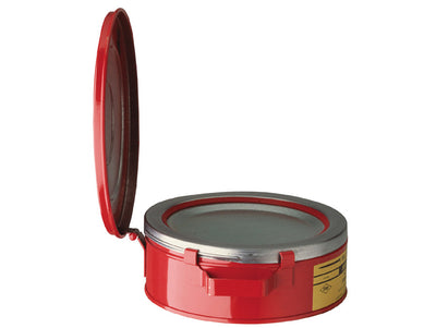 Justrite Bench Can To Clean Small Parts In Solvents - 2 Quart - Plated Steel Dasher - Hinged Cover - Steel - Red - 10295