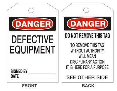 DANGER DEFECTIVE TAGS - BACK 2