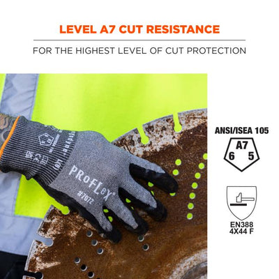 Ergodyne ProFlex 7072 Nitrile Coated Cut-Resistant Gloves - ANSI/ISEA 105-2016 A7, EN388: 4X44F, 18g - 1-pair