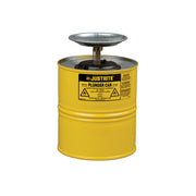 Justrite Plunger Dispensing Can - 1 Gallon - Perforated Pan Screen Serves As Flame Arrester - Steel - Yellow - 10318
