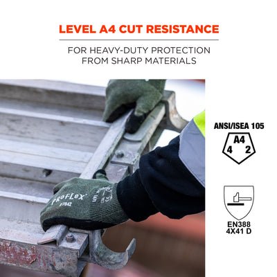 Ergodyne ProFlex 7042 Nitrile Coated Cut-Resistant Gloves - ANSI/ISEA 105-2016 A4, EN 388: 4X41D, 18g, Heat Resistant - 12-pair