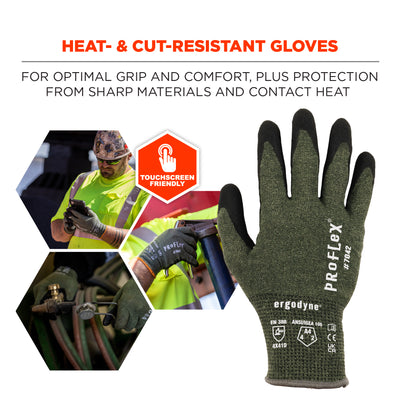 Ergodyne ProFlex 7042 Nitrile Coated Cut-Resistant Gloves - ANSI/ISEA 105-2016 A4, EN 388: 4X41D, 18g, Heat Resistant - 1-pair