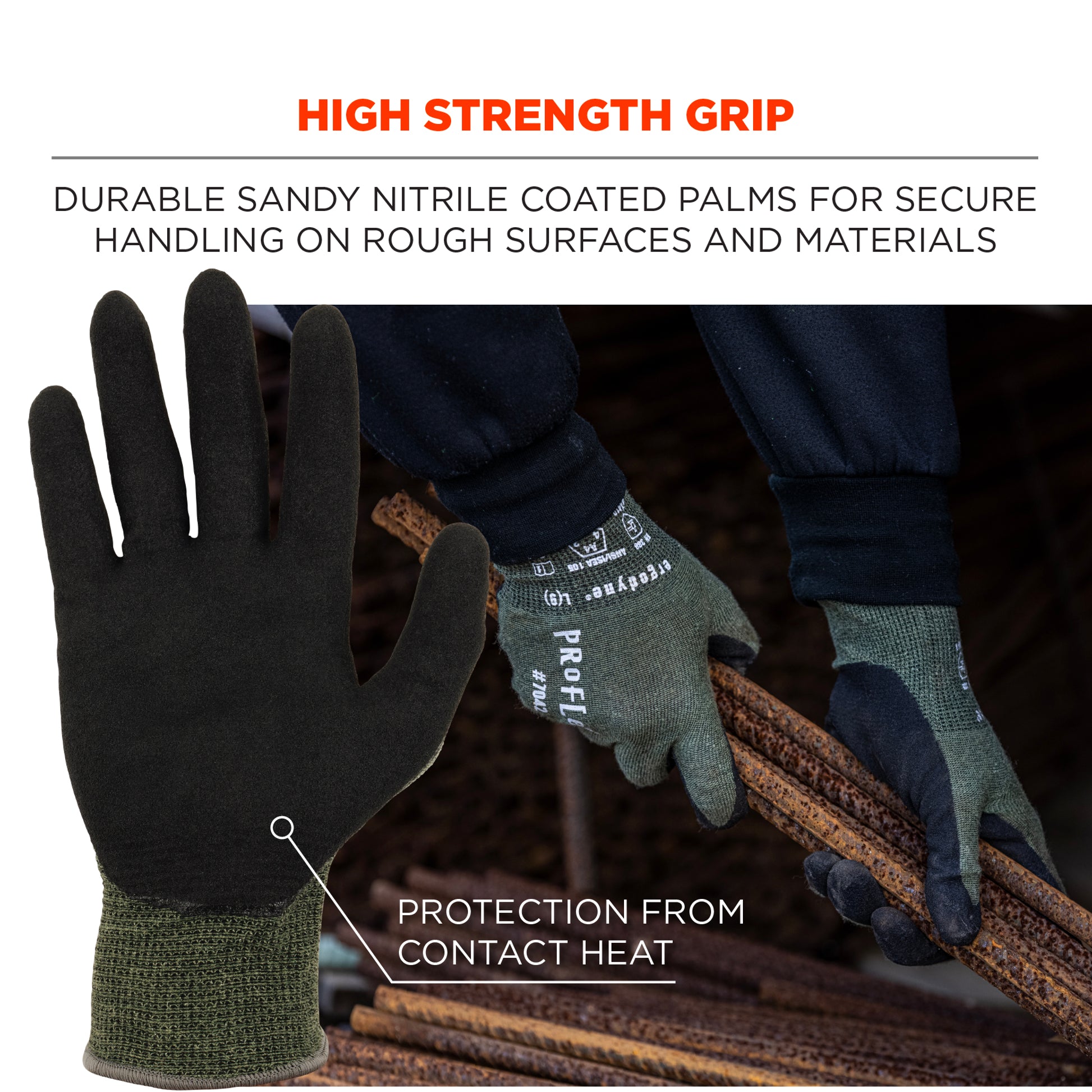 Ergodyne ProFlex 7042 Nitrile Coated Cut-Resistant Gloves - ANSI/ISEA 105-2016 A4, EN 388: 4X41D, 18g, Heat Resistant - 1-pair