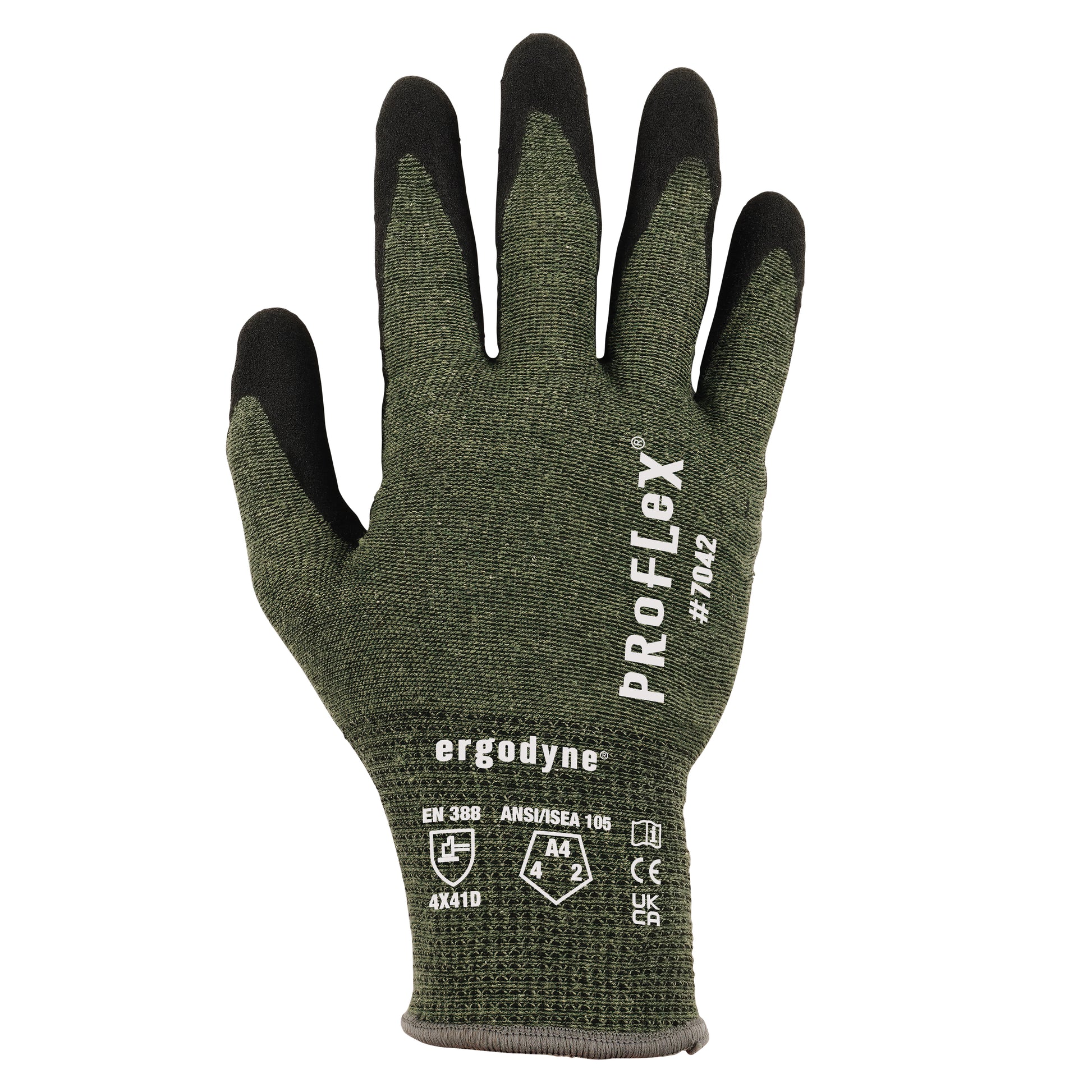 Ergodyne ProFlex 7042 Nitrile Coated Cut-Resistant Gloves - ANSI/ISEA 105-2016 A4, EN 388: 4X41D, 18g, Heat Resistant - 1-pair