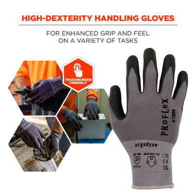 Ergodyne ProFlex 7000 Nitrile Coated Gloves - Microfoam Palm, 15g - 12-pair