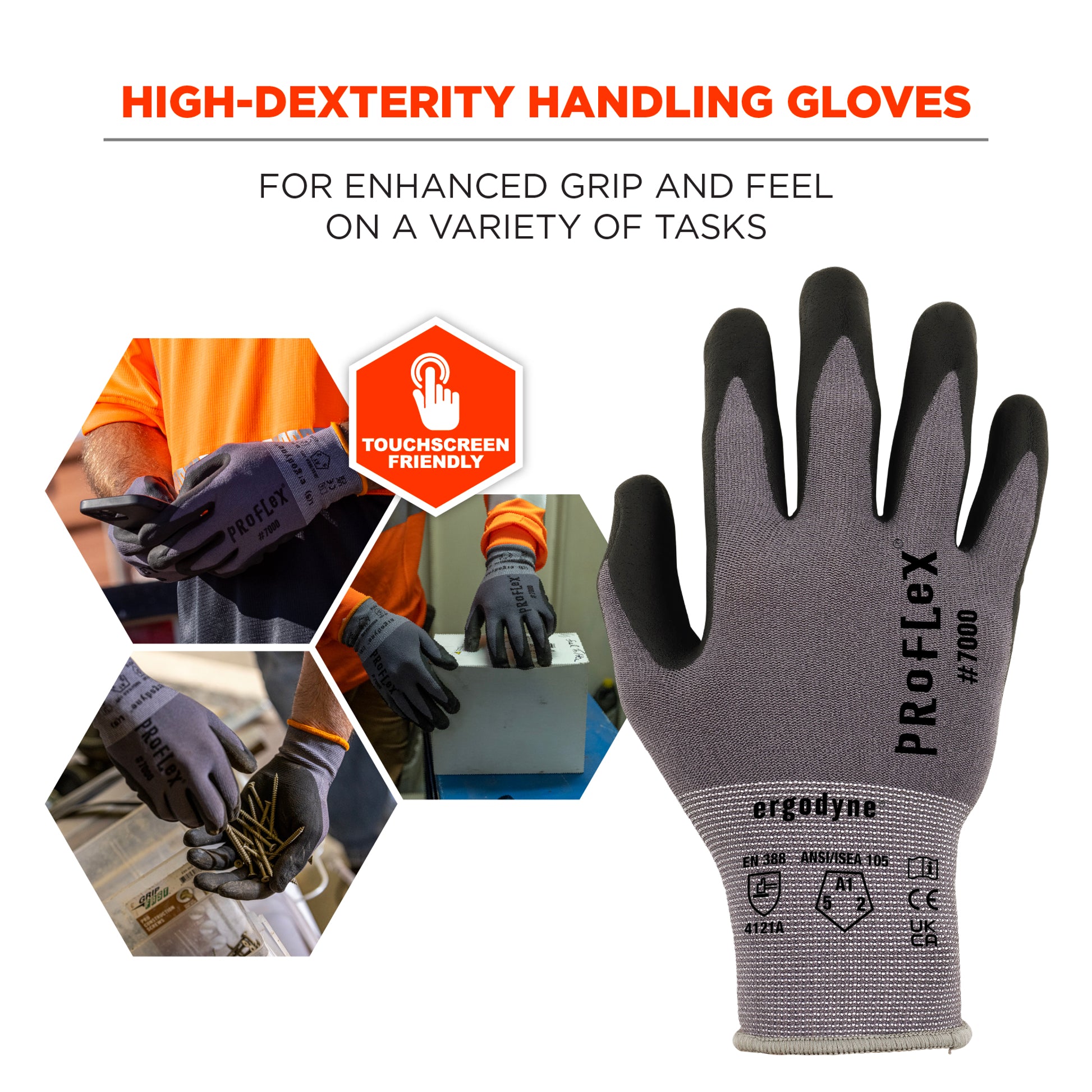 Ergodyne ProFlex 7000 Nitrile Coated Gloves - Microfoam Palm, 15g - 1-pair