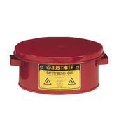 Justrite Bench Can Without Parts Basket - 1 Gallon - Plated Steel Dasher - Hinged Cover - Steel - Red - 10375