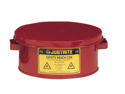 Justrite Bench Can Without Parts Basket - 1 Gallon - Plated Steel Dasher - Hinged Cover - Steel - Red - 10375