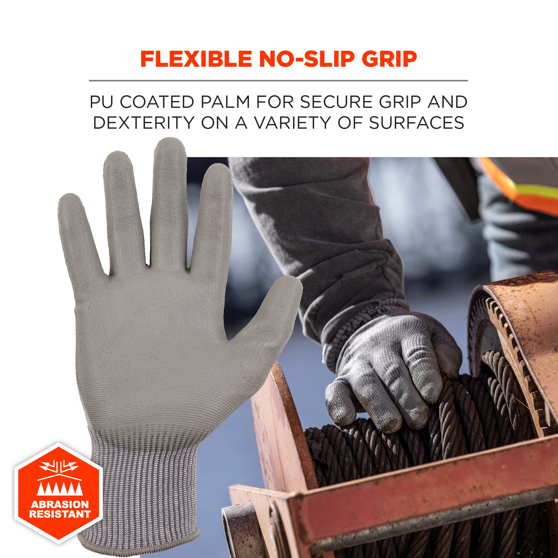 Ergodyne ProFlex 7024 PU Coated Cut-Resistant Gloves - ANSI/ISEA 105-2016 A2, EN388: 4X42B, 13g - 12-pair