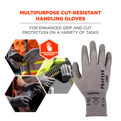 Ergodyne ProFlex 7024 PU Coated Cut-Resistant Gloves - ANSI/ISEA 105-2016 A2, EN388: 4X42B, 13g - 12-pair