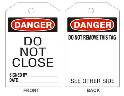 DANGER DO NOT CLOSE TAGS - BACK 1