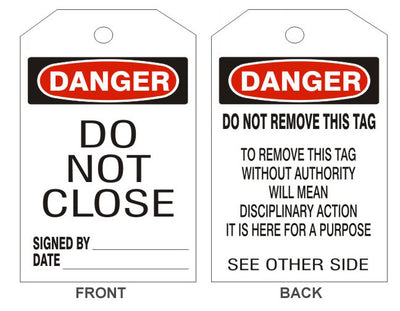 DANGER DO NOT CLOSE TAGS - BACK 2