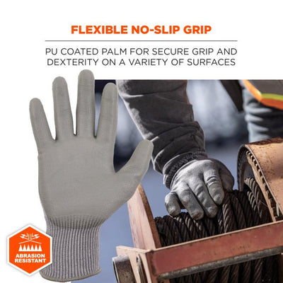 Ergodyne ProFlex 7024 PU Coated Cut-Resistant Gloves - ANSI/ISEA 105-2016 A2, EN388: 4X42B, 13g - 1-pair
