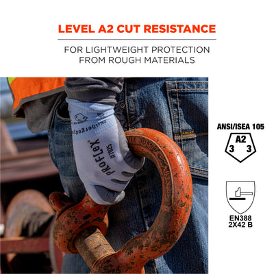 Ergodyne ProFlex 7025 PU Coated Cut-Resistant Gloves - ANSI/ISEA 105-2016 A2, EN388: 2X42B, 18g - 12-pair