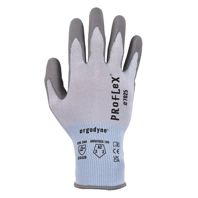 Ergodyne ProFlex 7025 PU Coated Cut-Resistant Gloves - ANSI/ISEA 105-2016 A2, EN388: 2X42B, 18g - 12-pair